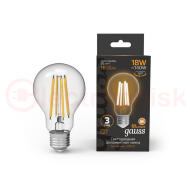 Лампа светодиодная LED 18Вт 1600Лм 2700К теплая Е27 А60 Filament Gauss Лампа светодиодная LED 18Вт 1600Лм 2700К теплая Е27 А60 Filament Gauss