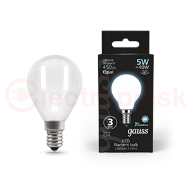 Лампа светодиодная LED 5 Вт 450 Лм 4100К белая Е14 Шар milky Filament Gauss Лампа светодиодная LED 5 Вт 450 Лм 4100К белая Е14 Шар milky Filament Gauss