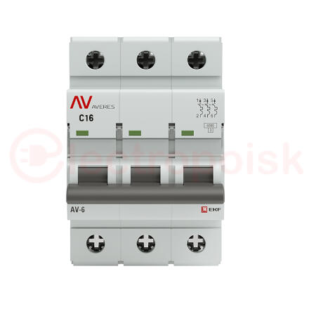 Выключатель автоматический AV-6 3P 16A (C) 6kA AVERES Выключатель автоматический AV-6 3P 16A (C) 6kA AVERES