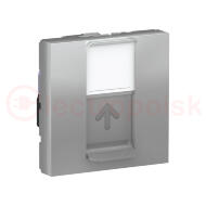 Розетка UNICA MODULAR компьютерная RJ45 одиночная категория 6 STP 2 модуля алюминий Розетка UNICA MODULAR компьютерная RJ45 одиночная категория 6 STP 2 модуля алюминий