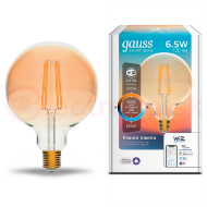 Лампа светодиодная умная LED 6.5 Вт 720 Лм 2000-5500К E27 G95 изм.цвет.темпр.+диммирование управление по Wi-Fi Smart Home Filament Gauss Лампа светодиодная умная LED 6.5 Вт 720 Лм 2000-5500К E27 G95 изм.цвет.темпр.+диммирование управление по Wi-Fi Smart Home Filament Gauss
