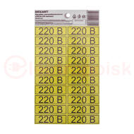 Наклейка знак электробезопасности «220 В» 15х50 мм (с хедером, 20 шт на листе) REXANT Наклейка знак электробезопасности «220 В» 15х50 мм (с хедером, 20 шт на листе) REXANT