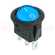 Выключатель клавишный круглый 12V 20А (3с) ON-OFF синий  с подсветкой  REXANT Выключатель клавишный круглый 12V 20А (3с) ON-OFF синий  с подсветкой  REXANT