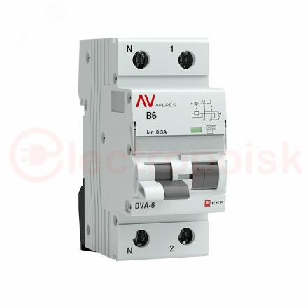 Автомат дифференциальный DVA-6 1P+N 6А (B) 300мА (AC) 6кА AVERES