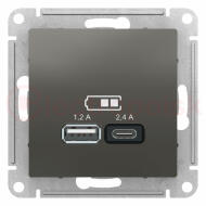 РОЗЕТКА USB ATLASDESIGN A+С, 5В/2,4 А, 2х5В/1,2 А, механизм, СТАЛЬ РОЗЕТКА USB ATLASDESIGN A+С, 5В/2,4 А, 2х5В/1,2 А, механизм, СТАЛЬ
