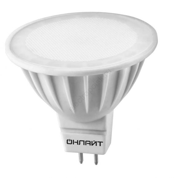 Лампа светодиодная LED 5вт 230в GU5.3 тепло-белый ОНЛАЙТ (19214)
