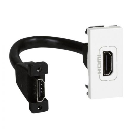 Розетка HDMI Mosaic 1 модуль оборудована шнуром белая