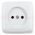 Розетка наружная с изоляционной пластиной белая