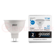 Лампа светодиодная LED 11 Вт 850 Лм холодная 6500К GU5.3 MR-16 Elementary Gauss Лампа светодиодная LED 11 Вт 850 Лм холодная 6500К GU5.3 MR-16 Elementary Gauss