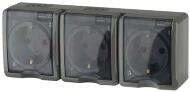 Розетка 3х2P+E IP54, 16A-250В, ОУ, Эра Эксперт, серый, 11-2405-03 Розетка 3х2P+E IP54, 16A-250В, ОУ, Эра Эксперт, серый, 11-2405-03