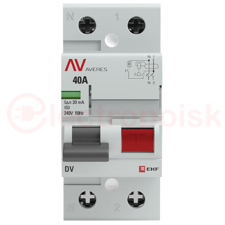 Устройство защитного отключения DV 2P 40А/30мА (AC) AVERES Устройство защитного отключения DV 2P 40А/30мА (AC) AVERES