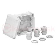 Коробка распаячная T60 114x114x57 IP67 + 3 сальника Коробка распаячная T60 114x114x57 IP67 + 3 сальника