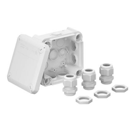Коробка распаячная T60 114x114x57 IP67 + 3 сальника