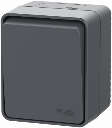 AtlasDesign PROFI IP54 О/У 1-клавишный кнопочный ВЫКЛЮЧАТЕЛЬ 10 АХ, АНТРАЦИТ