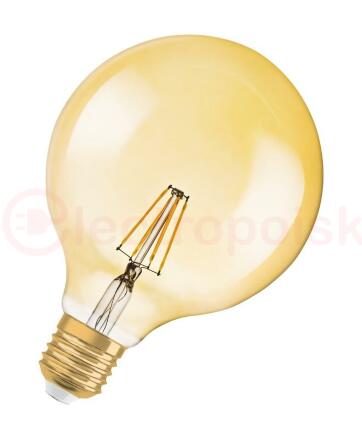 Лампа светодиодная LED 4W E27 Vintage 1906 CL GLOBE125,филамент,GOLD(замена 36Вт),теплый,золотистая Osram