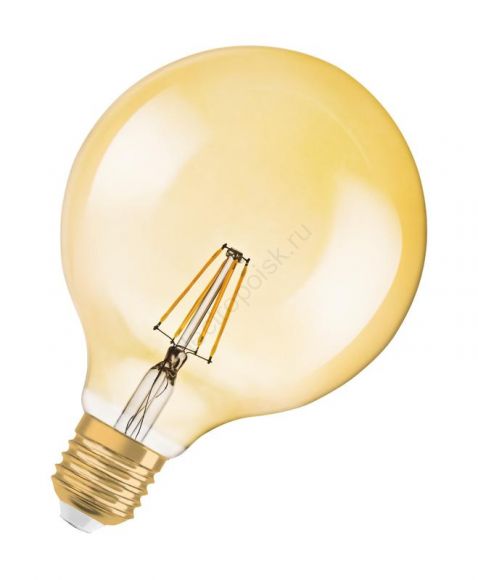Лампа светодиодная LED 4W E27 Vintage 1906 CL GLOBE125,филамент,GOLD(замена 36Вт),теплый,золотистая Osram (4052899962071)