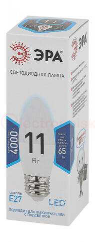 Лампа светодиодная Эра LED B35-11W-840-E27 (диод, свеча, 11Вт, нейтр, E27) Лампа светодиодная Эра LED B35-11W-840-E27 (диод, свеча, 11Вт, нейтр, E27)