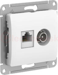 GLOSSA РОЗЕТКА двойная ТВ + компьютерная RJ45, кат. 5Е, БЕЛЫЙ GLOSSA РОЗЕТКА двойная ТВ + компьютерная RJ45, кат. 5Е, БЕЛЫЙ