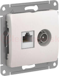 GLOSSA РОЗЕТКА двойная ТВ + компьютерная RJ45, кат. 5Е, ПЕРЛАМУТР GLOSSA РОЗЕТКА двойная ТВ + компьютерная RJ45, кат. 5Е, ПЕРЛАМУТР
