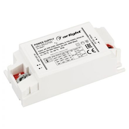 Блок питания ARJ-KE42700 (30W, 500-700mA, PFC) (ARL, IP20 Пластик, 5 лет)