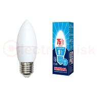 Лампа светодиодная LED-C37-9W/NW/E27/FR/NR Форма свеча, матовая. Серия Norma. Белый свет (4000K). Картон. ТМ Volpe Лампа светодиодная LED-C37-9W/NW/E27/FR/NR Форма свеча, матовая. Серия Norma. Белый свет (4000K). Картон. ТМ Volpe