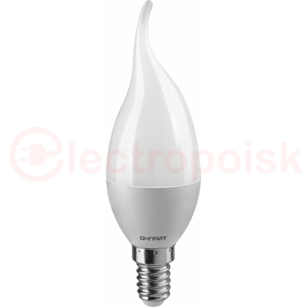 Лампа светодиодная LED 6вт E14 белый матовая свеча на ветру