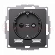 ATLASDESIGN РОЗЕТКА 16А с 2 USB A+A, 5В/2,4А, 2х5В/1,2А, механизм, БАЗАЛЬТ ATLASDESIGN РОЗЕТКА 16А с 2 USB A+A, 5В/2,4А, 2х5В/1,2А, механизм, БАЗАЛЬТ