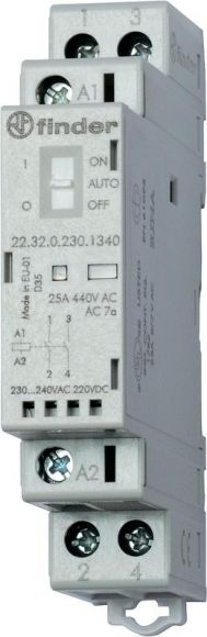 Контактор модульный 25А 2 NO механический индикатор + светодиод контакты AgSnO2