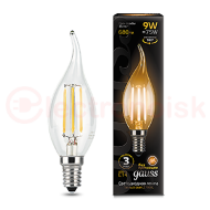 Лампа светодиодная LED 9 Вт 680 Лм 2700К теплая Е14 Свеча на ветру Filament Gauss Лампа светодиодная LED 9 Вт 680 Лм 2700К теплая Е14 Свеча на ветру Filament Gauss