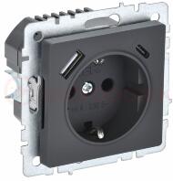 BRITE Роз. с з/к/ш 16А с USB A+C 18Вт РЮш11-1-БрГ граф. IEK BRITE Роз. с з/к/ш 16А с USB A+C 18Вт РЮш11-1-БрГ граф. IEK