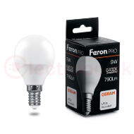 Лампа светодиодная LED 9вт Е14 дневной матовый шар Feron.PRO Лампа светодиодная LED 9вт Е14 дневной матовый шар Feron.PRO