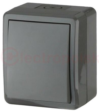 Переключатель IP54, 10АХ-250В, ОУ, Эра Эксперт, серый,11-1403-03