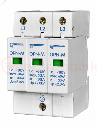 Ограничитель перенапряжения 3 модуль 380В In20kA OPN-M (3S)20kA