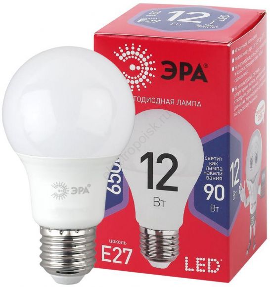 Лампа светодиодная LED A60-12W-865-E27 R  (диод, груша, 12Вт, хол, E27) (10/100/2000) ЭРА