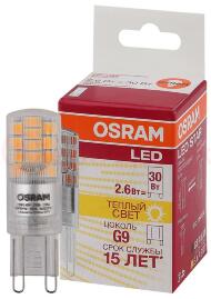 Лампа светодиодная LED 2,6Вт G9 STAR PIN30 (замена 30Вт), теплый белый свет Osram Лампа светодиодная LED 2,6Вт G9 STAR PIN30 (замена 30Вт), теплый белый свет Osram