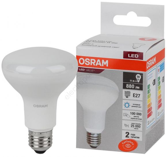 Лампа светодиодная LED 11 Вт E27 6500К 880Лм гриб 220 В (замена 90Вт) OSRAM (4058075582750)