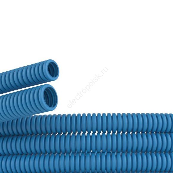 Труба ППЛ гибкая гофрированная D=32мм сверхтяжелая без протяжки 25м синий