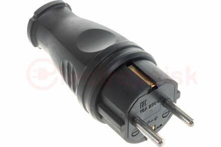 Вилка Navigator 61 368 NCA-PLR02-16A-E-IP44-BL прямая с заземлением каучук черная