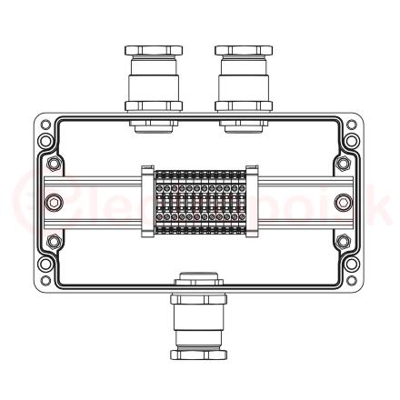 Взрывозащищенная клеммная коробка из полиэстера TBE-P-04-(12xCBC.2)-2xKH3MHK(A)-1xKH3MHK(C)1Ex e IIC Т5 Gb / Ex tb IIIC T95°C Db IP66/ КЗ