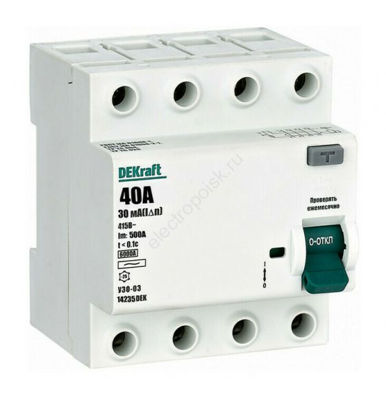 Выключатель дифференциального тока УЗО 03-6кА-4P-040А-030-AC