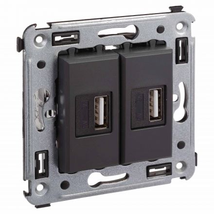 USB зарядное устройство в стену, ''Avanti'', ''Черный матовый''