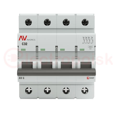 Выключатель автоматический AV-6 4P 32A (C) 6kA AVERES Выключатель автоматический AV-6 4P 32A (C) 6kA AVERES
