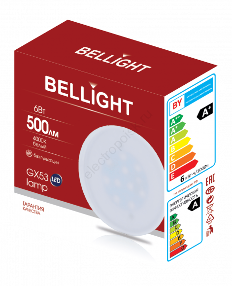 Лампа LED 6Вт 4000K 500Лм GX53 IP 65 Bellight (82168009)