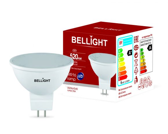 Лампа светодиодная LED 6Вт 4000K 520Лм MR16 Bellight (88297910)