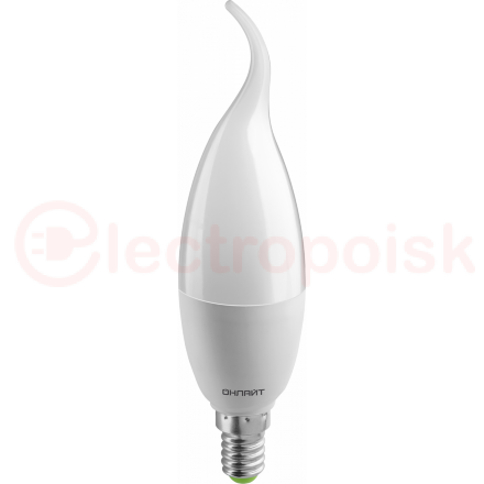 Лампа светодиодная LED 8вт Е14 белый матовая свеча на ветру