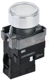 Кнопка LA167-BWF3171 d=22мм RC 1з с подсвет. белая IEK Кнопка LA167-BWF3171 d=22мм RC 1з с подсвет. белая IEK
