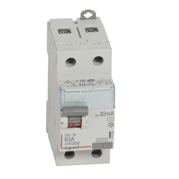 Выключатель дифференциального тока (УЗО) 2п 63А 30мА DX3 АC
