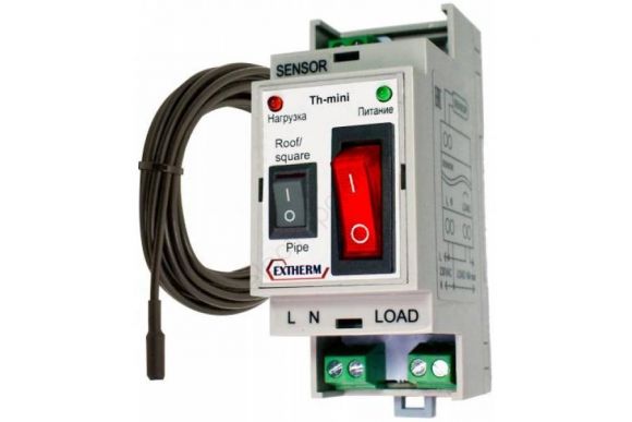 Термостат для управления системой электрообогрева на кровлях/площадках/трубах с фиксированными настройками в комлекте с датчиком температуры