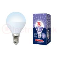 Лампа светодиодная LED-G45-9W/DW/E14/FR/NR Форма шар, матовая. Серия Norma. Дневной белый свет (6500K). Картон. ТМ Volpe Лампа светодиодная LED-G45-9W/DW/E14/FR/NR Форма шар, матовая. Серия Norma. Дневной белый свет (6500K). Картон. ТМ Volpe