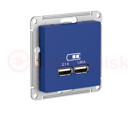 ATLASDESIGN USB РОЗЕТКА A+A, 5В/2,1 А, 2х5В/1,05 А, механизм, АКВАМАРИН ATLASDESIGN USB РОЗЕТКА A+A, 5В/2,1 А, 2х5В/1,05 А, механизм, АКВАМАРИН